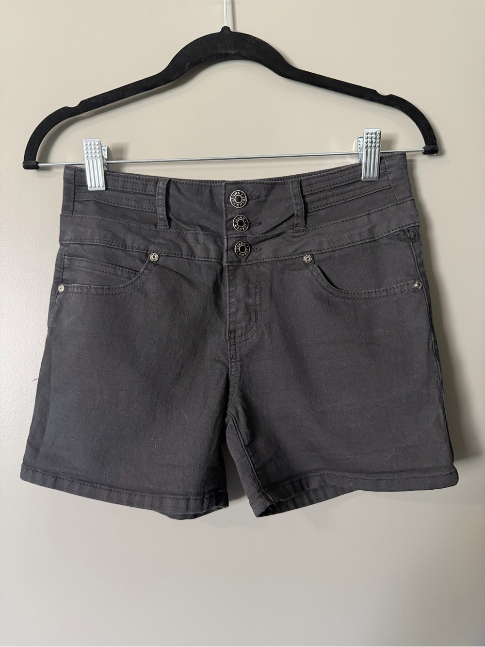 Women's Black Casual Button-Front High-Waisted Shorts